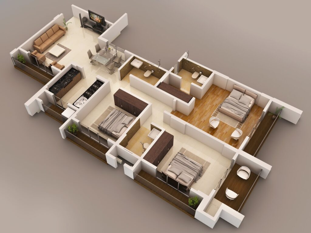 3 bhk- apartments interior designing